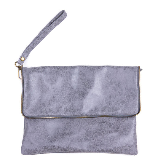 Grey Soft Real Leather Cross Body Bag - Amilu