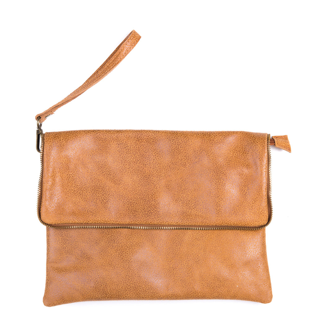 Tan Soft Real Leather Cross Body Bag - Amilu