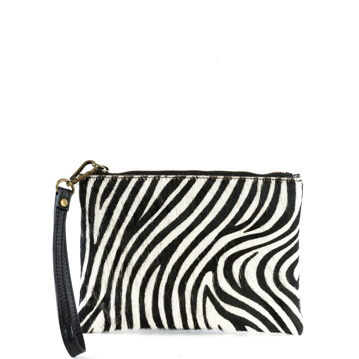 Zebra Cow Hair and Real Leather Clutch Bag - Amilu