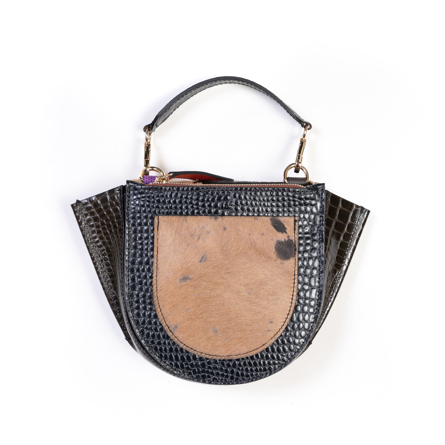 Real Leather Patching Small Saddle Grab Bag - Amilu