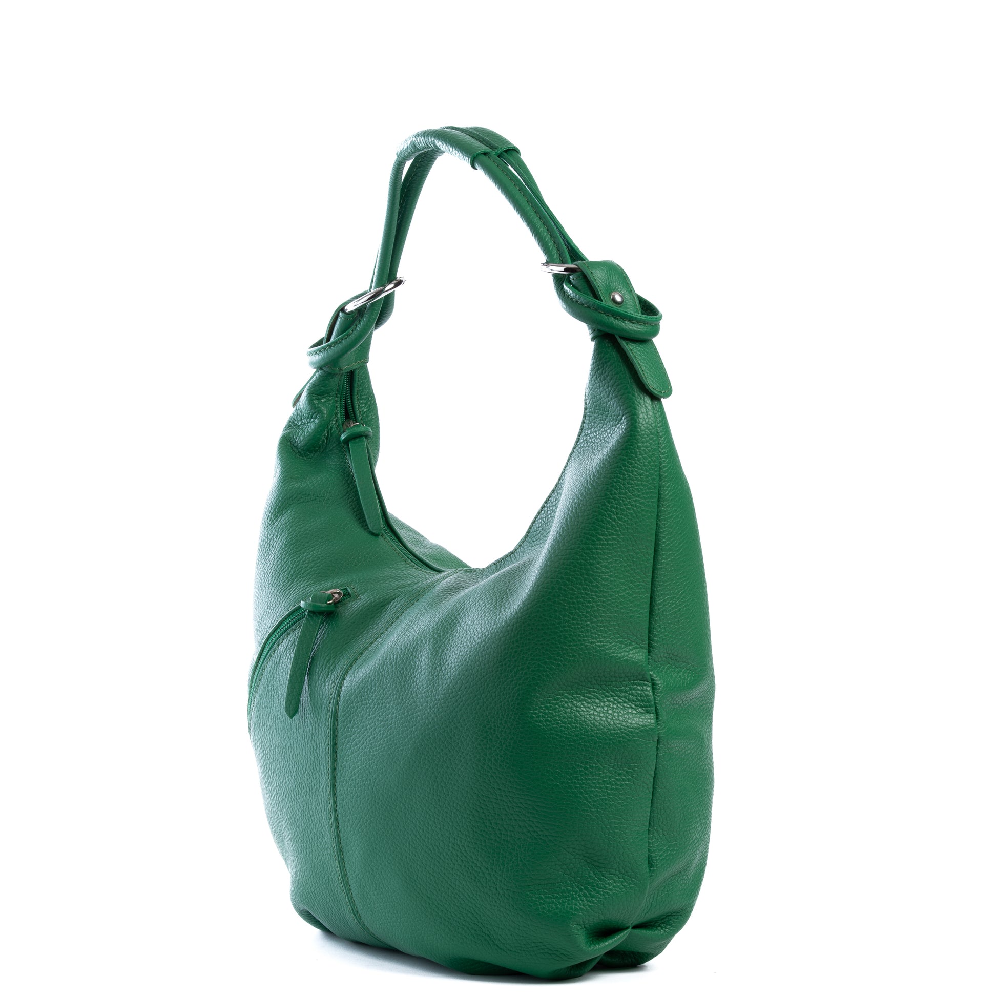 Classic Green Real Leather Slouch Shoulder Bag - Amilu