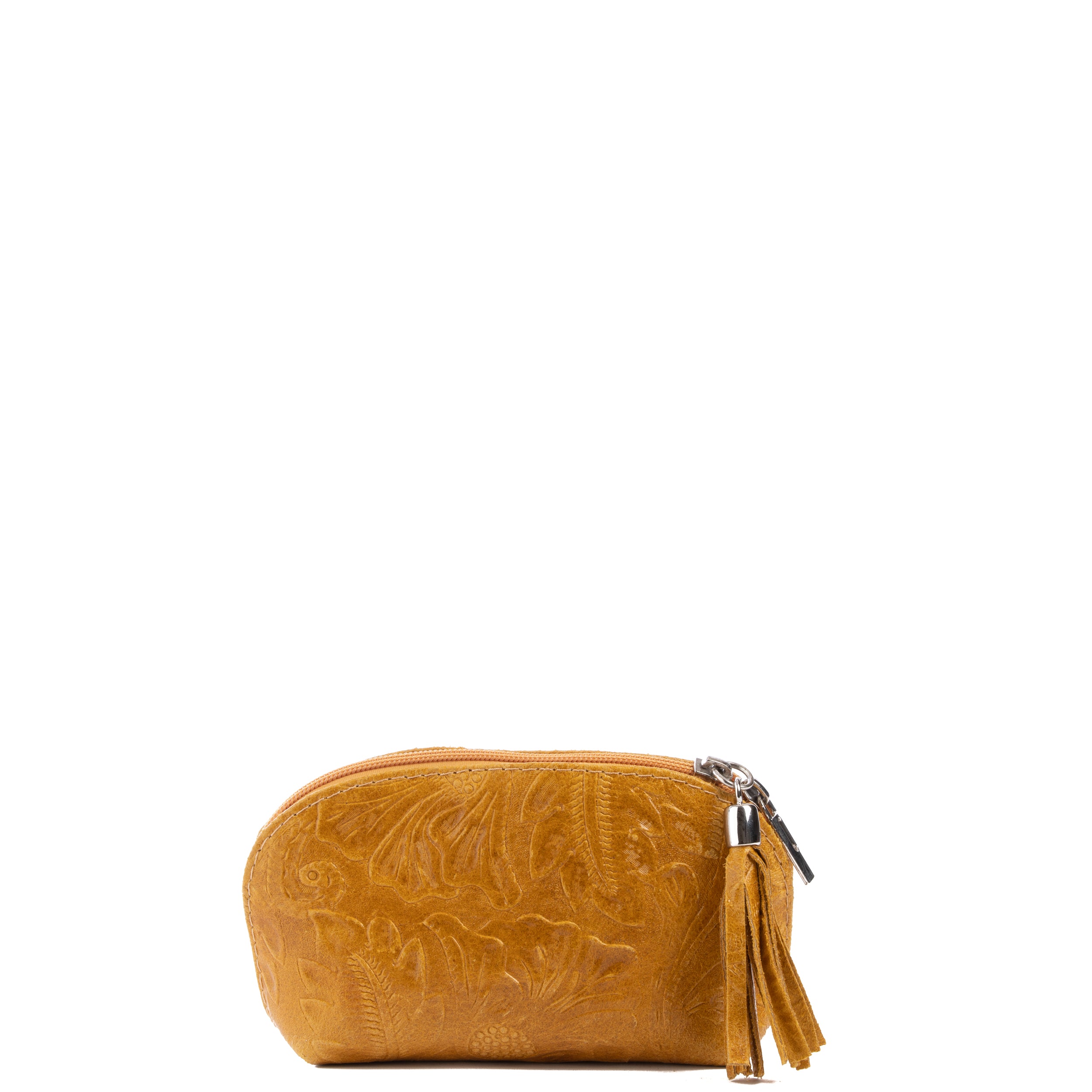 Tan Florens Embossed Real Leather Mini Clutch Bag