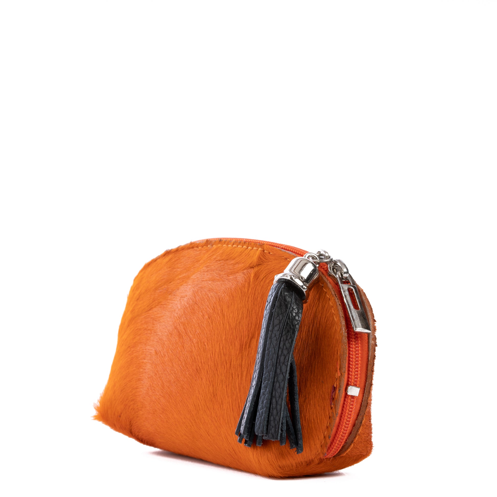 Orange Cowhide Real Leather Mini Clutch Pod - Amilu