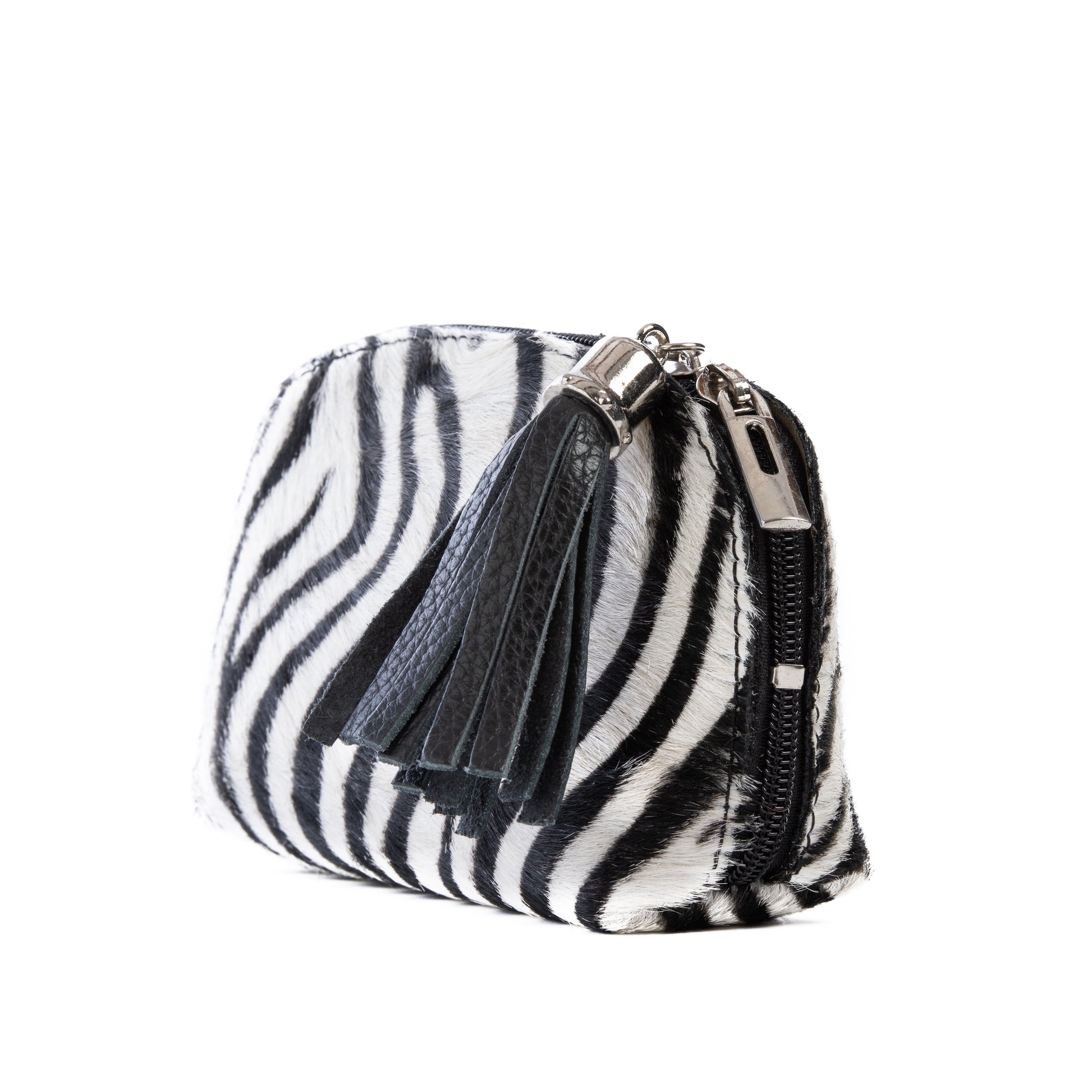 Zebra Cowhide Real Leather Mini Clutch Bag - Amilu