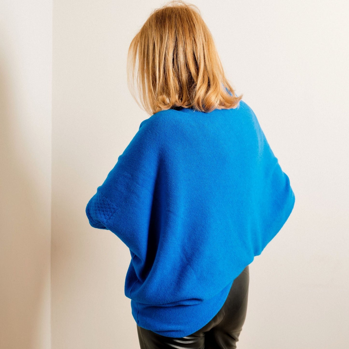 Cobalt Blue Supersoft Asymmetric Fine Knit Easy Wear Jumper - Amilu
