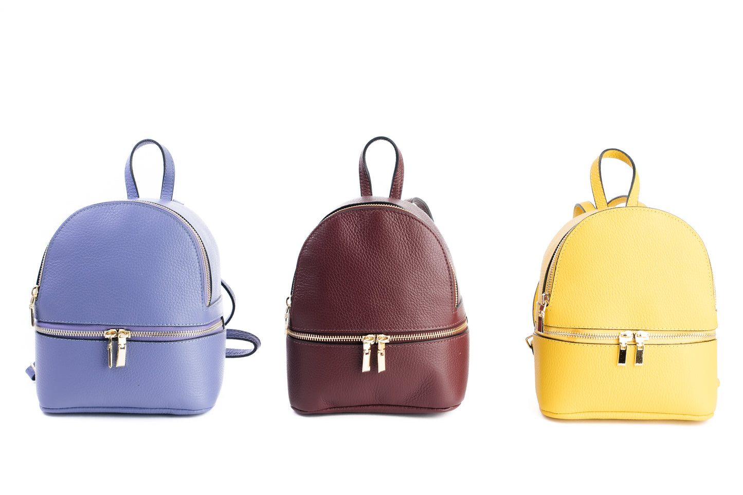 Amilu Ochre Yellow Mini Italian Leather Rucksack Bag