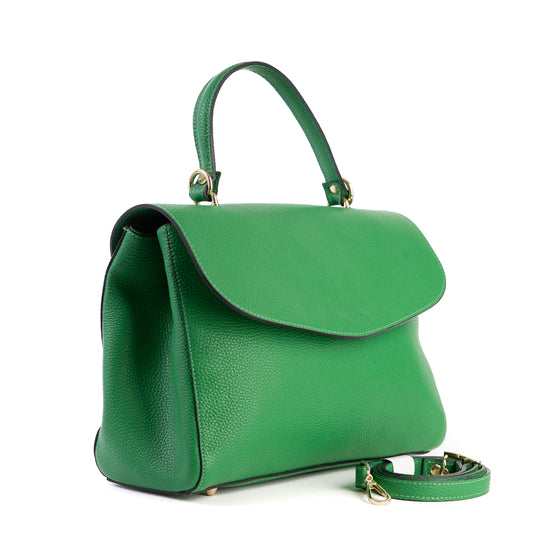 Amilu Emerald Green Italian Leather Satchel Tote Bag
