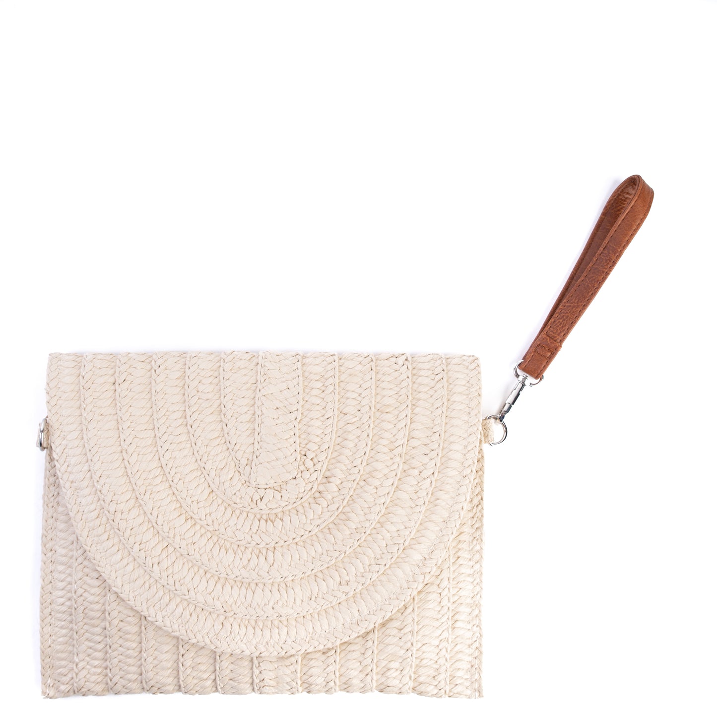 Amilu Natural Fold Over Braided Straw Clutch Bag