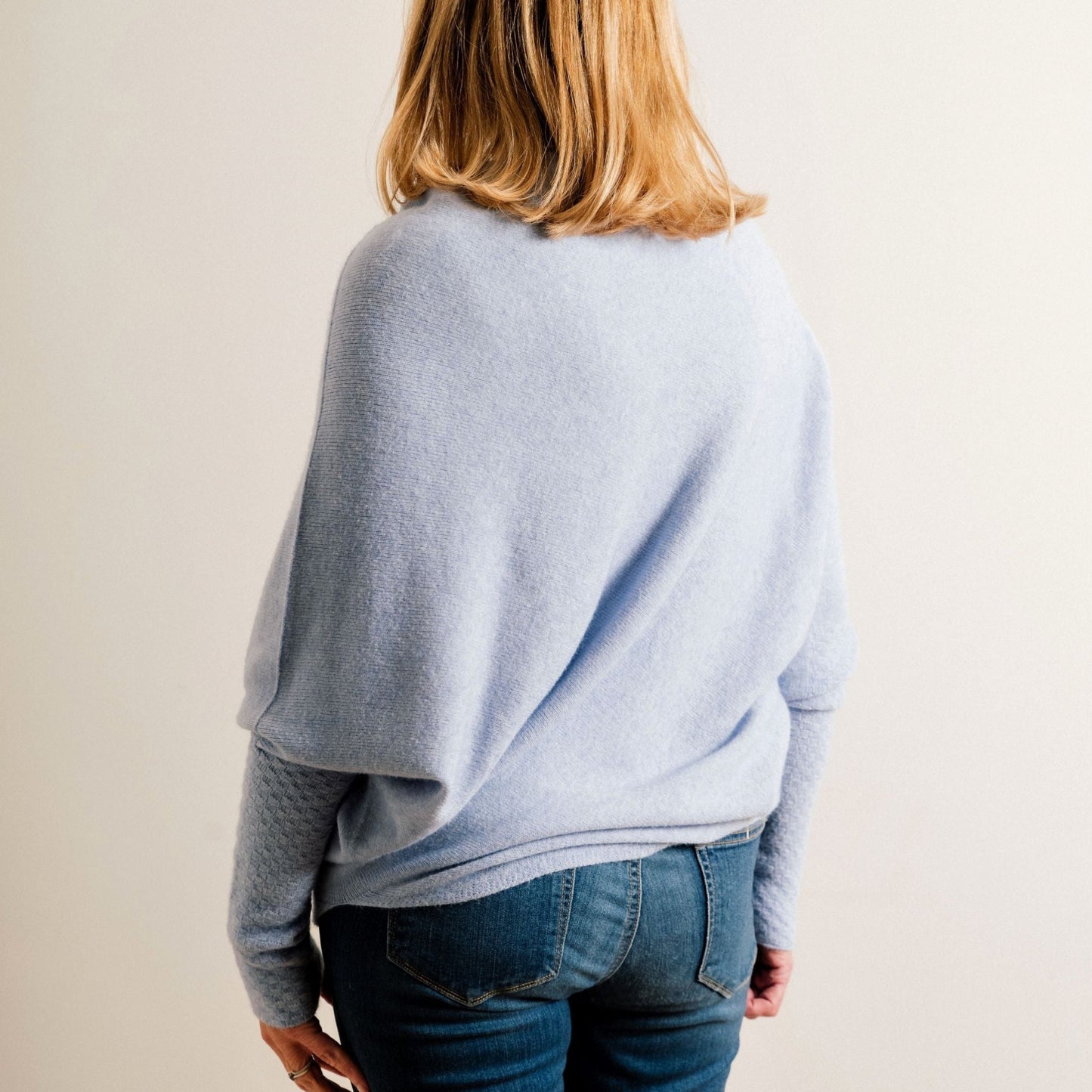 Light Blue Supersoft Asymmetric Fine Knit Easy Wear Jumper - Amilu