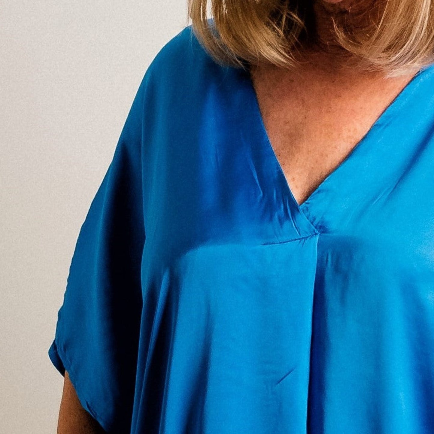 Cobalt Blue Silky Soft Midi Length Kaftan Day and Beach Dress. - Amilu