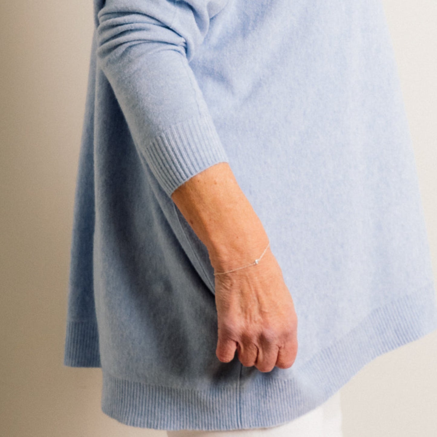 Pale Blue Supersoft Loose Fit Fine Knit Oversize Round Neck Easy Wear Jumper - Amilu