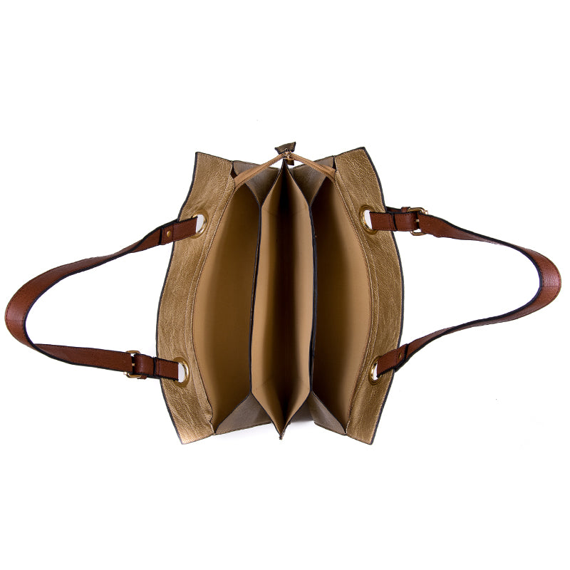 Purple Faux Leather Vegan Shopper Bag - Amilu