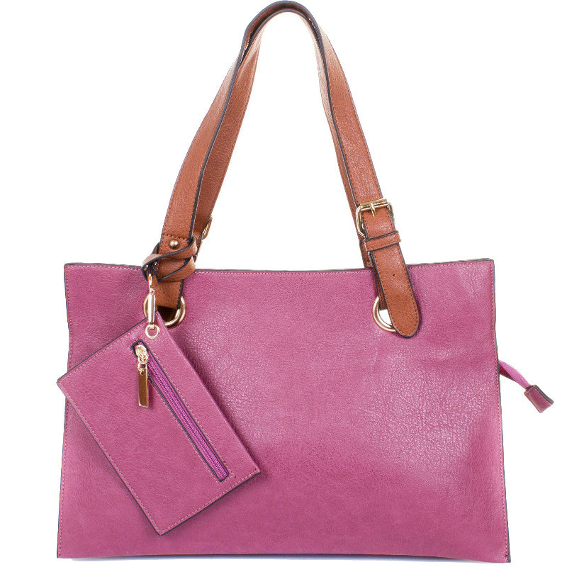 Purple Faux Leather Vegan Shopper Bag - Amilu