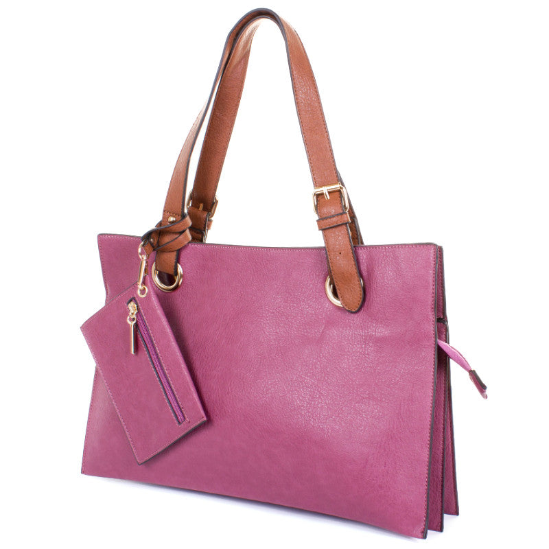 Purple Faux Leather Vegan Shopper Bag - Amilu