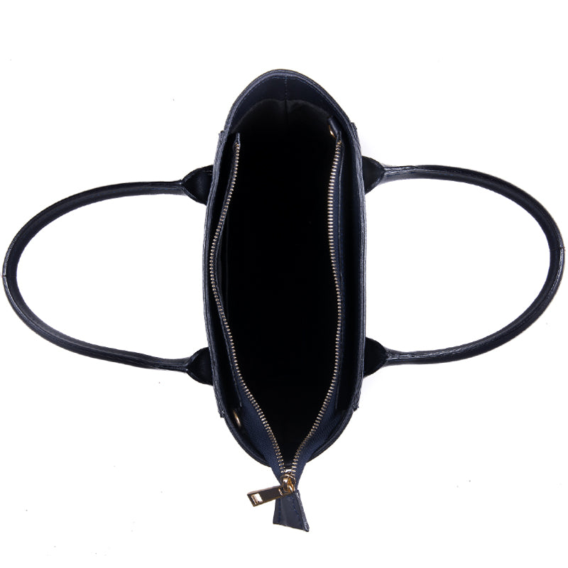 Black Real Leather Small Grab Bag - Amilu