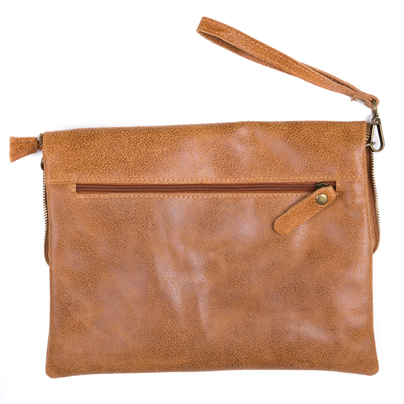 Tan Soft Real Leather Cross Body Bag - Amilu