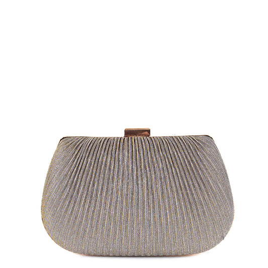Textured Glitter Fabric Hardcase Shell Box Clutch - Amilu