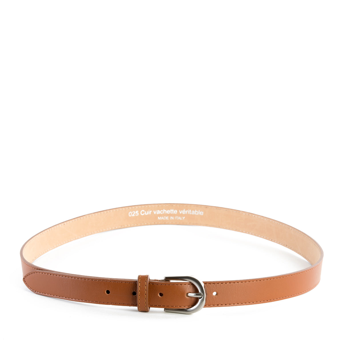 Tan Real Italian Leather Narrow Belt Pack of Two - Amilu