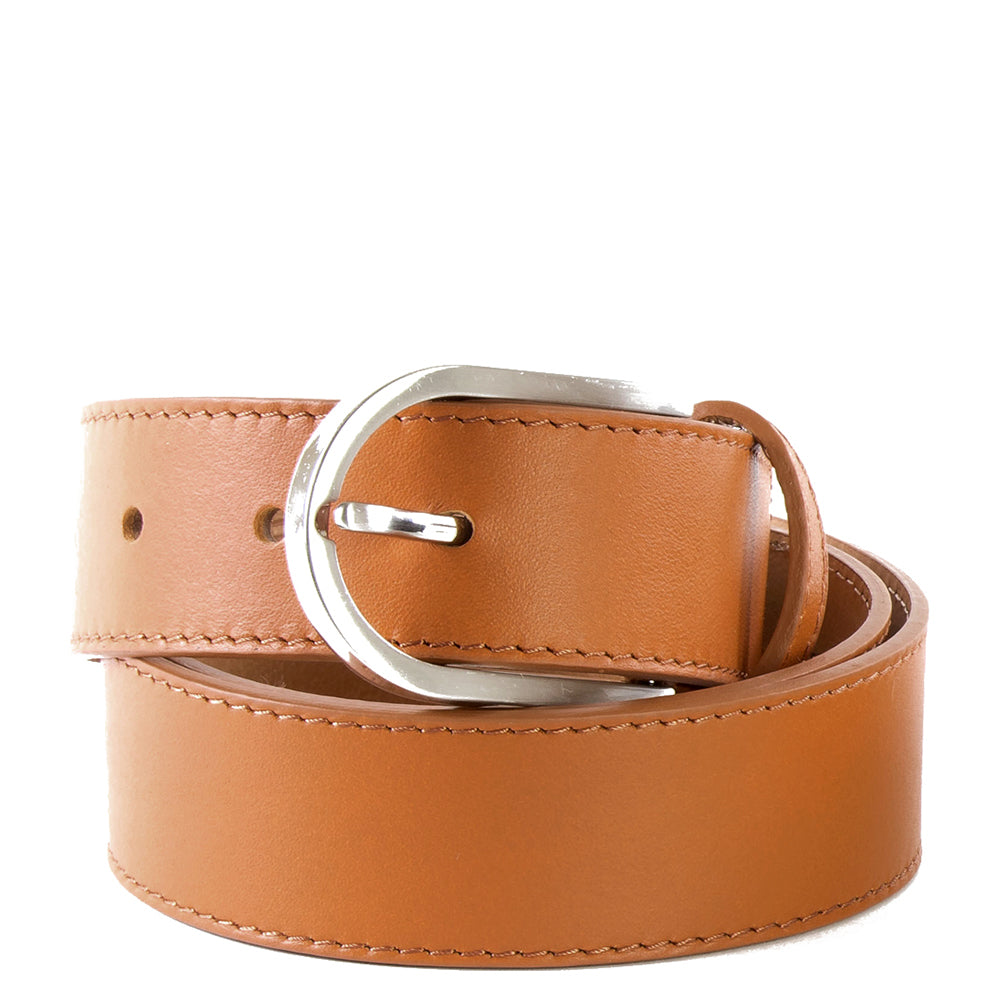 Tan Real Italian Leather Wide Belt - Amilu